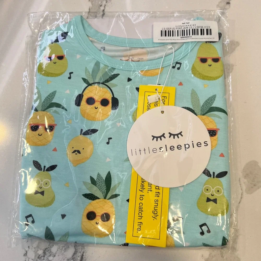Little Sleepies | Pineapple Jams Short Sleeve +Shorts Bamboo Pajamas Size 2T NWT